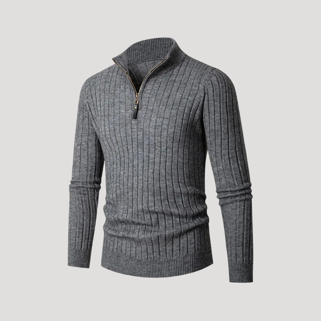 Men’s Ribbed Knit Sweater – Half Zip – Smart Winter Style