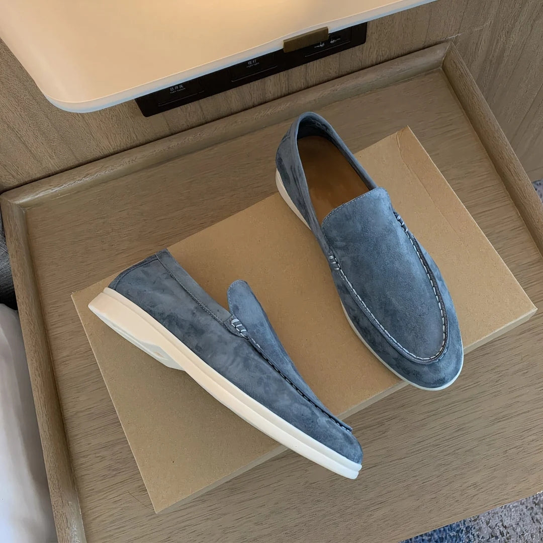 Men’s Suede Slip-On Loafers – Minimal Design – Casual Smart Shoes
