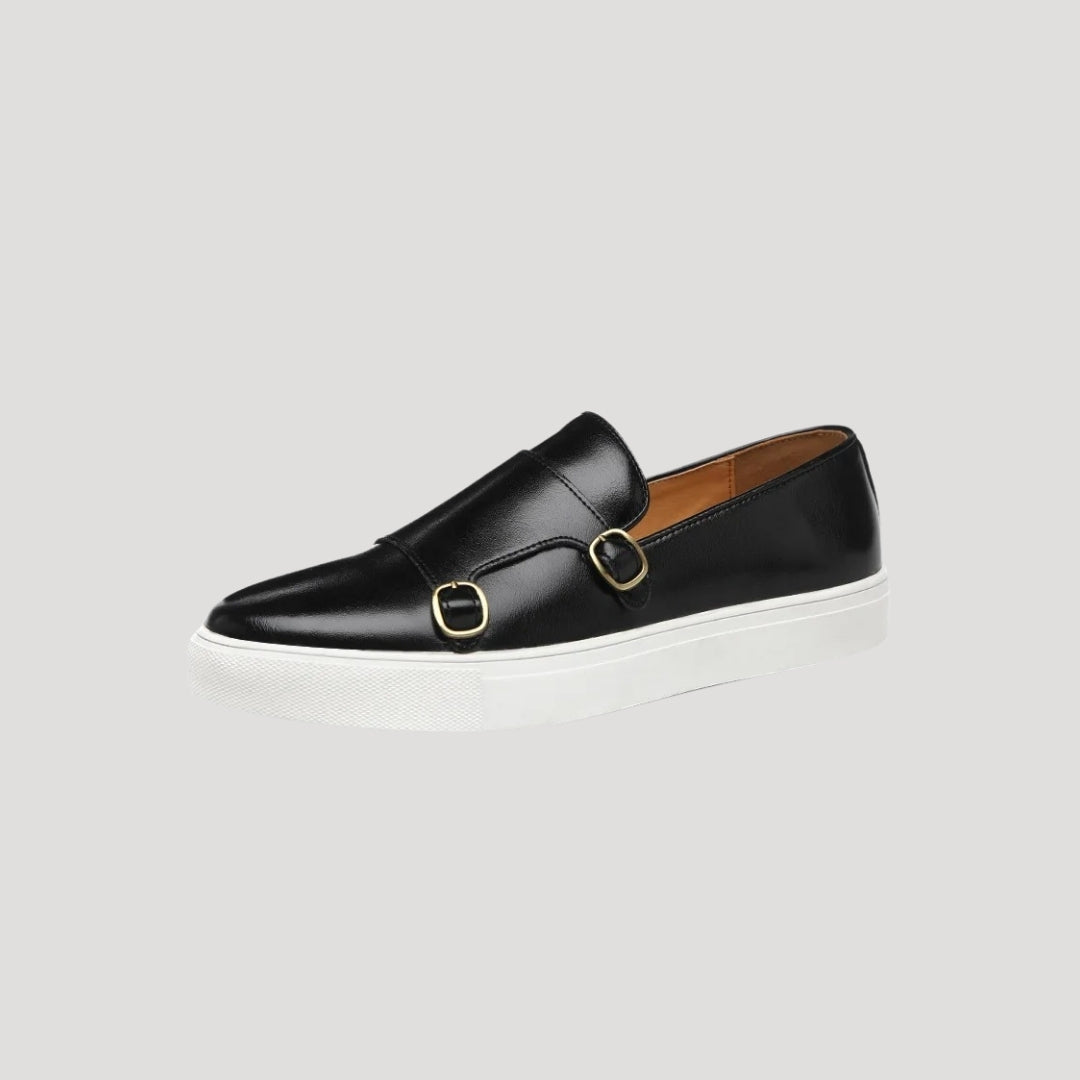 Men’s Leather Loafers – Double Buckle – Smart Casual Sneakers