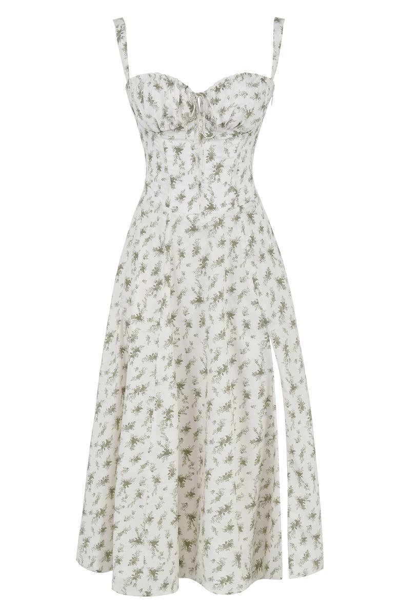 Strapless Midi Dress – Floral Print – Romantic Garden Party Style