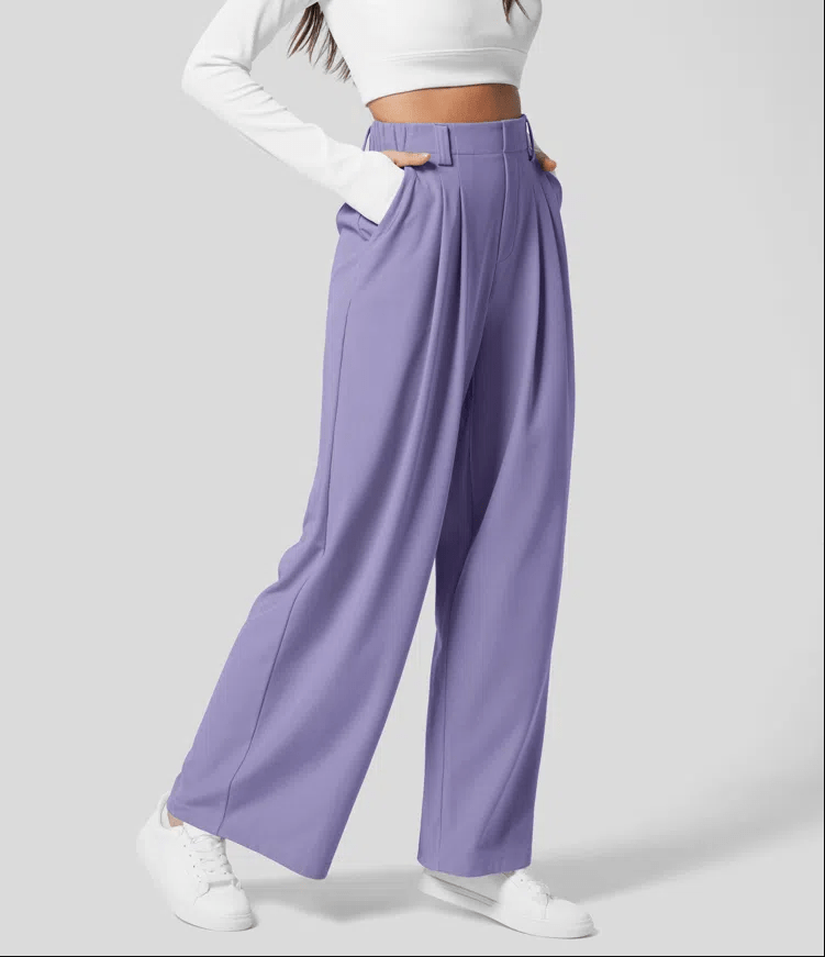 Wide-Leg Pants – High Waist Fit – Bold Cobalt Blue Comfort