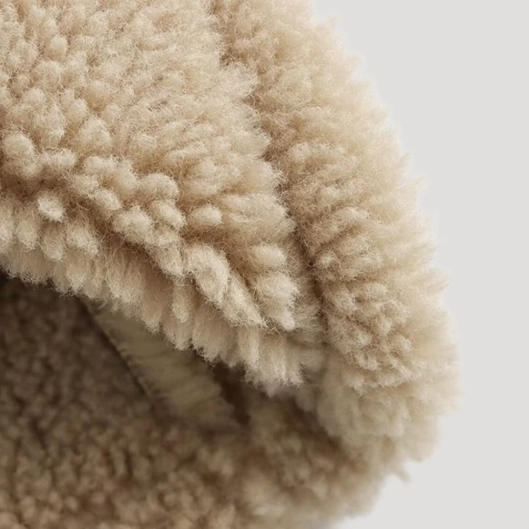Cropped Shearling Jacket – Faux Suede Finish – Winter Casual Look