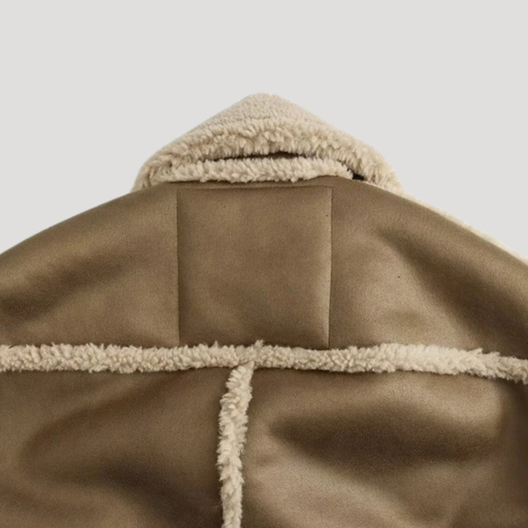 Cropped Shearling Jacket – Faux Suede Finish – Winter Casual Look