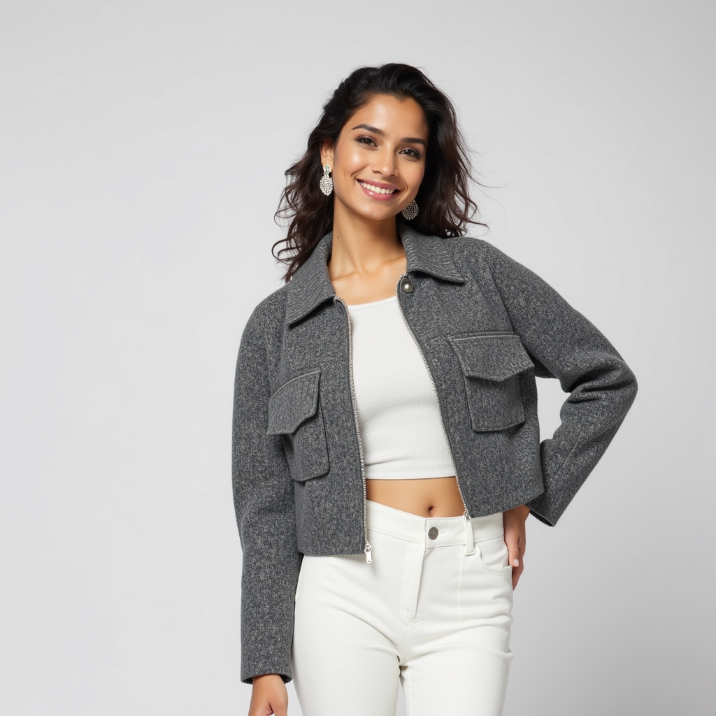 Wool Jacket – Cropped Fit – Smart Casual Style