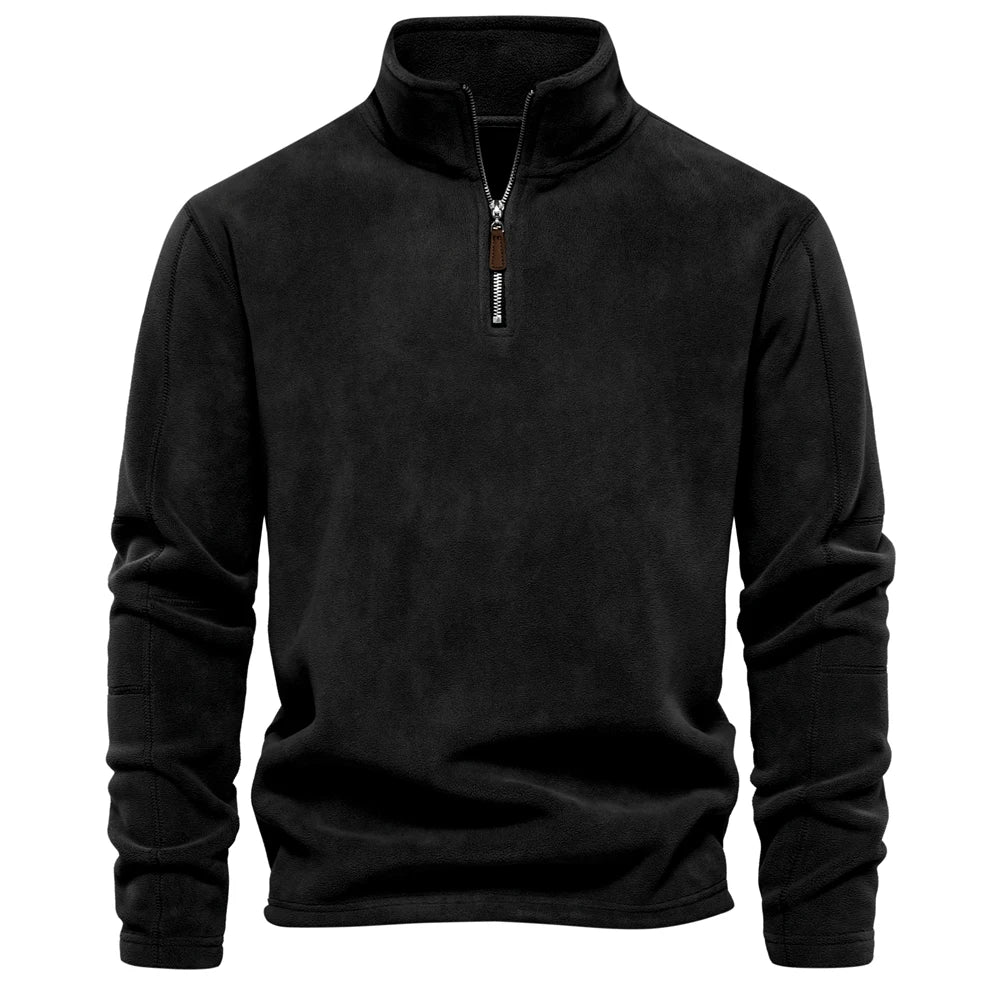 Men’s Fleece Pullover – Quarter Zip – Grey Athletic Fit