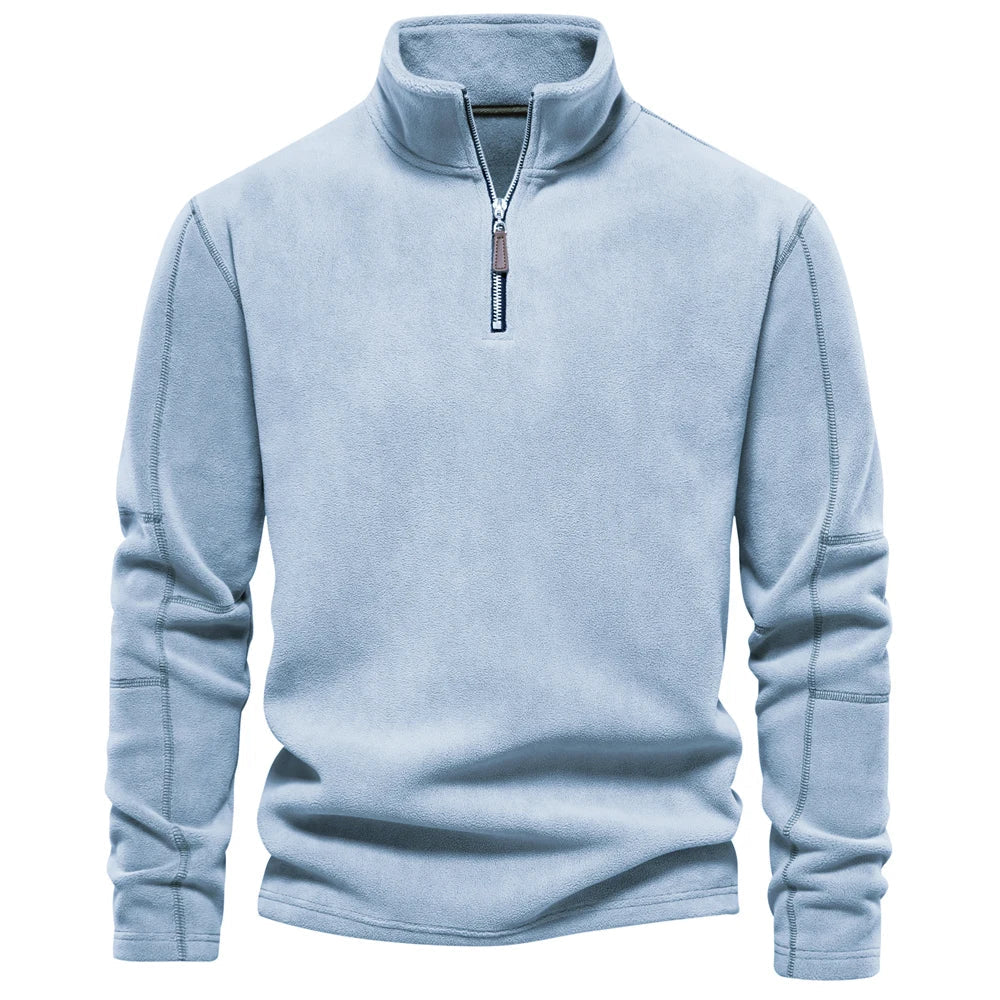 Men’s Fleece Pullover – Quarter Zip – Grey Athletic Fit