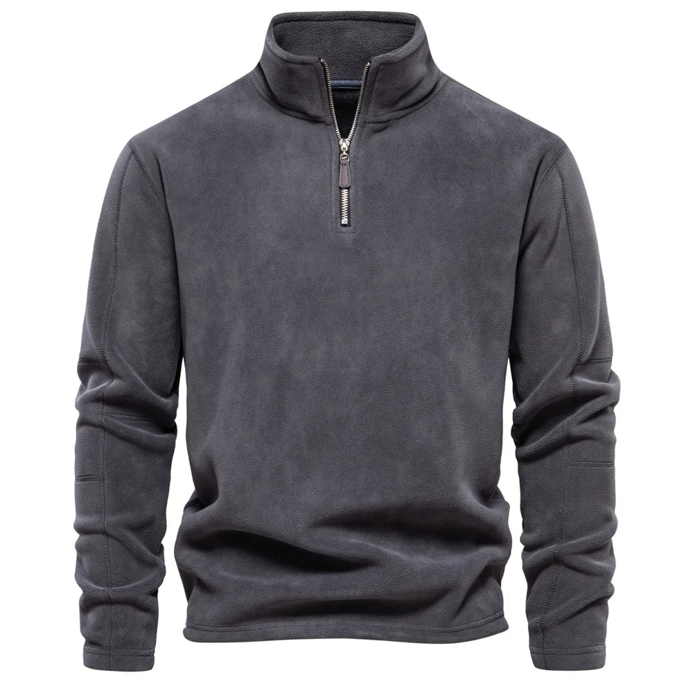 Men’s Fleece Pullover – Quarter Zip – Grey Athletic Fit