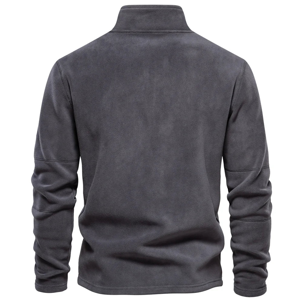 Men’s Fleece Pullover – Quarter Zip – Grey Athletic Fit
