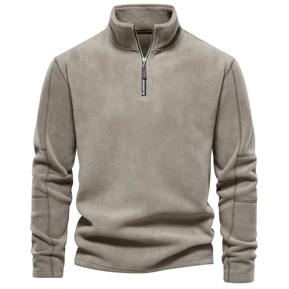 Men’s Fleece Pullover – Quarter Zip – Grey Athletic Fit