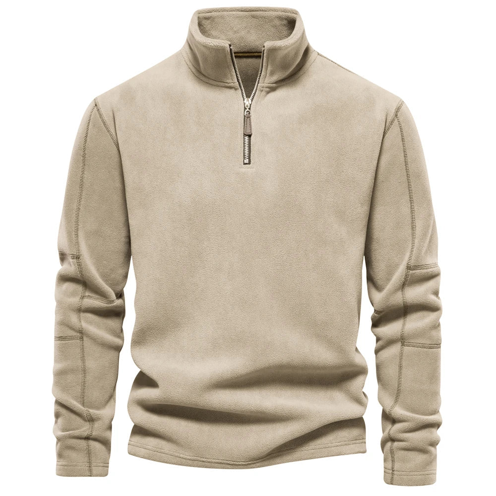 Men’s Fleece Pullover – Quarter Zip – Grey Athletic Fit