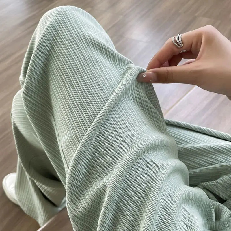 Palazzo Pants – Pleated Texture – Comfy Lounge Style