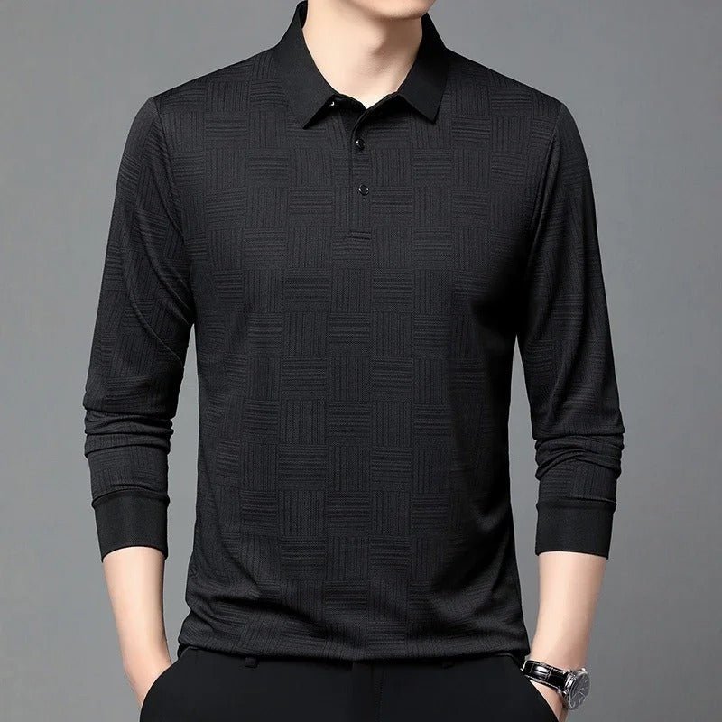 Long Sleeve Polo – Geometric Pattern – Modern Smart Style