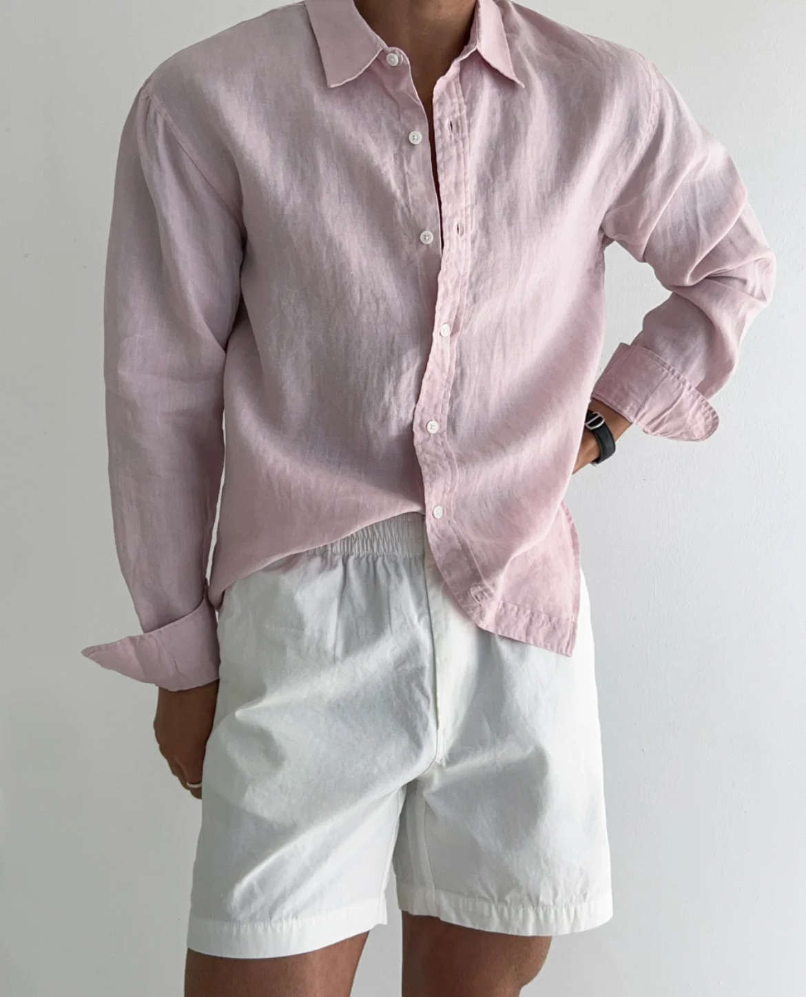 Men's Long Sleeve Linen Blend Shirt
