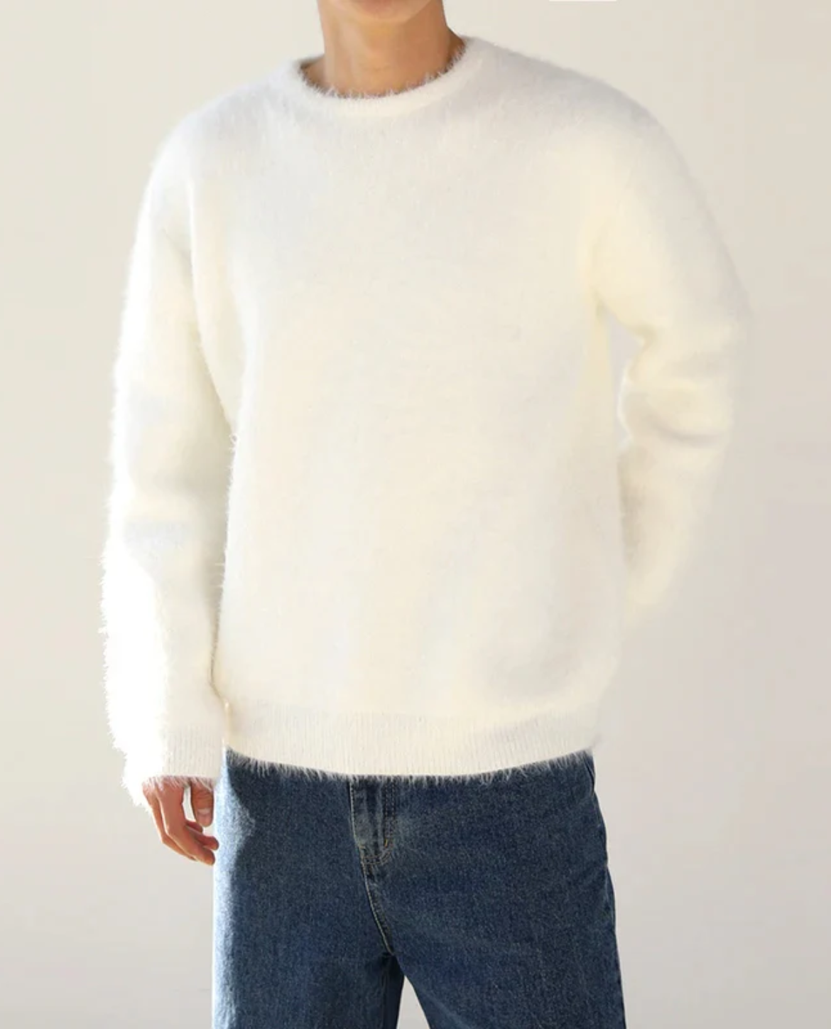 Mohair Blend Crew Neck Men's Sweater