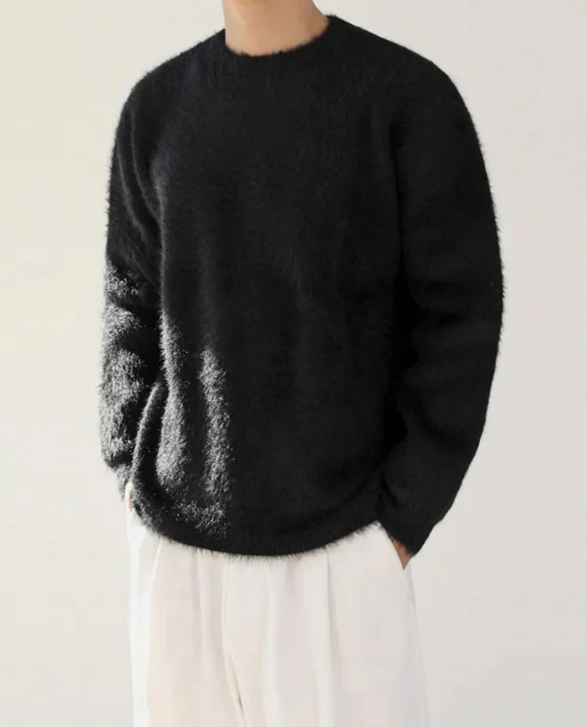 Mohair Blend Crew Neck Men's Sweater