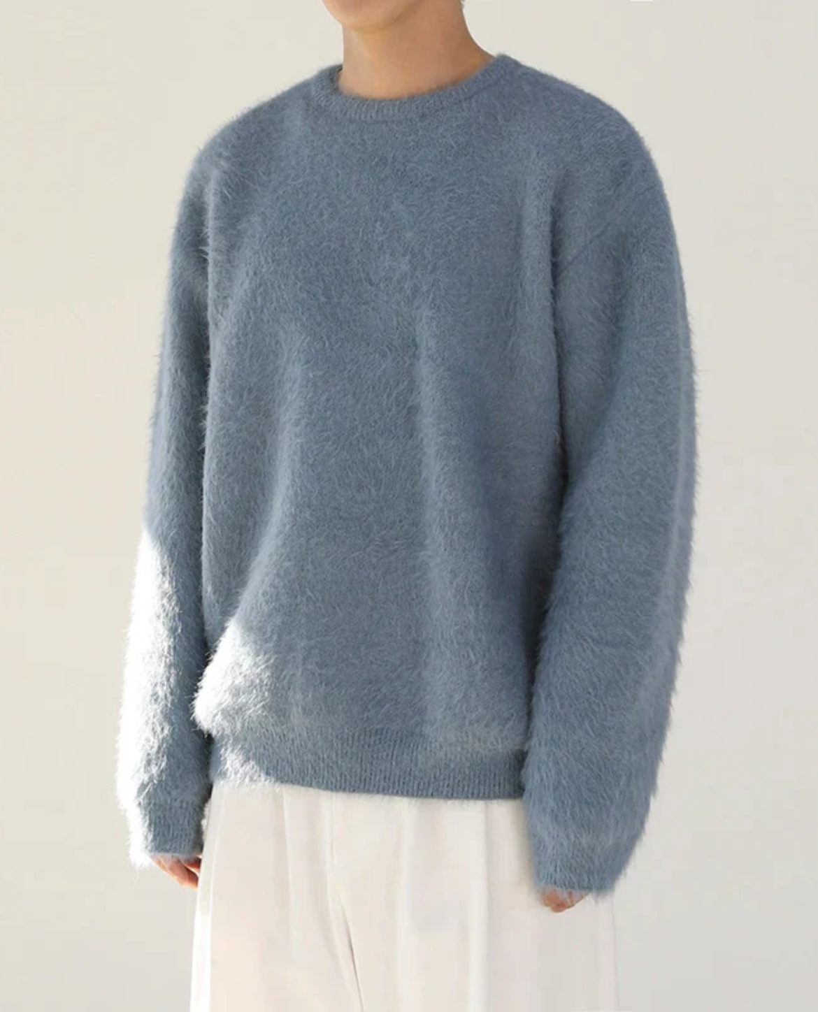 Mohair Blend Crew Neck Men's Sweater