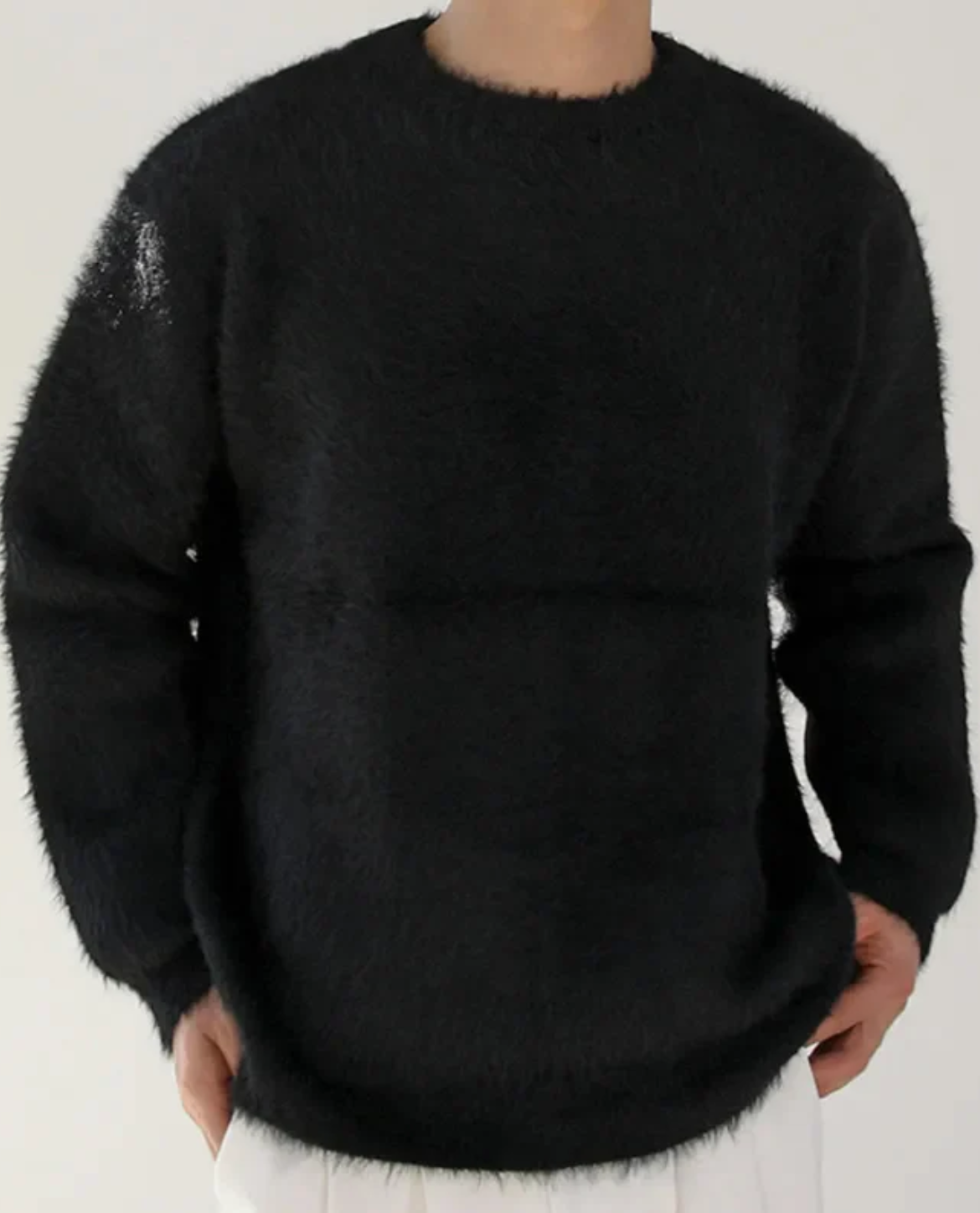 Mohair Blend Crew Neck Men's Sweater