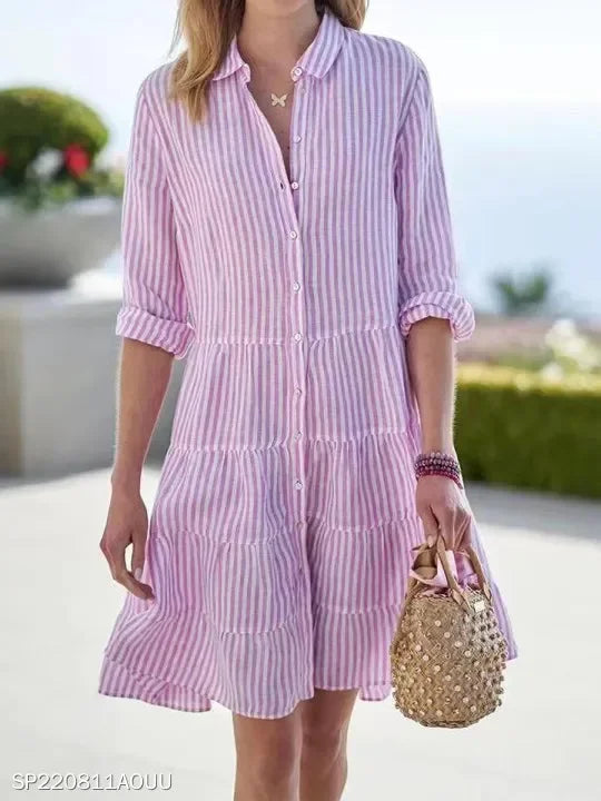 Oversized Dress – Striped Design – Casual Weekend Chic