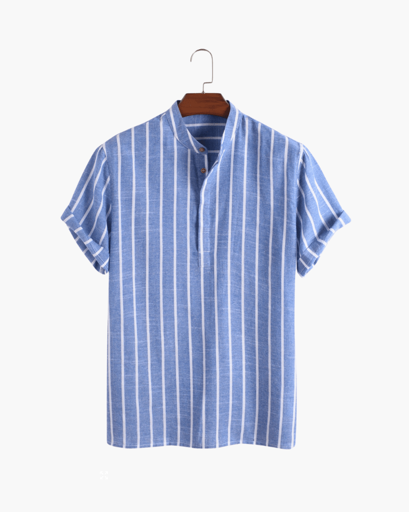Linen Blend Shirt – Vertical Stripes – Relaxed Summer Look
