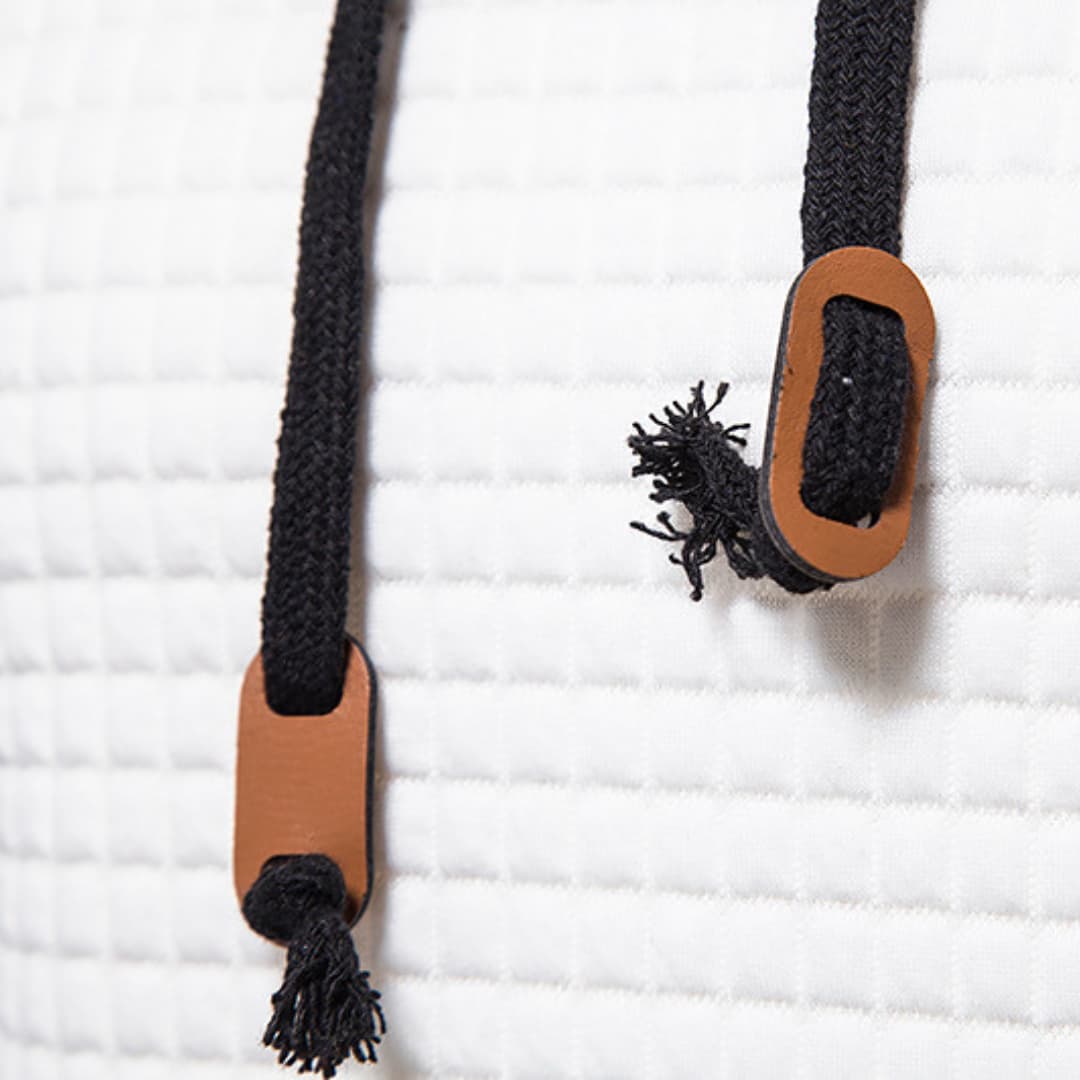 Men’s Hoodie – Quilted Texture – White Casual Fit