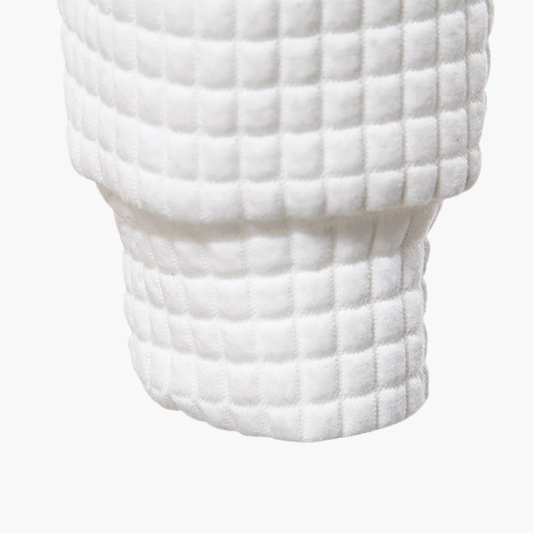 Men’s Hoodie – Quilted Texture – White Casual Fit