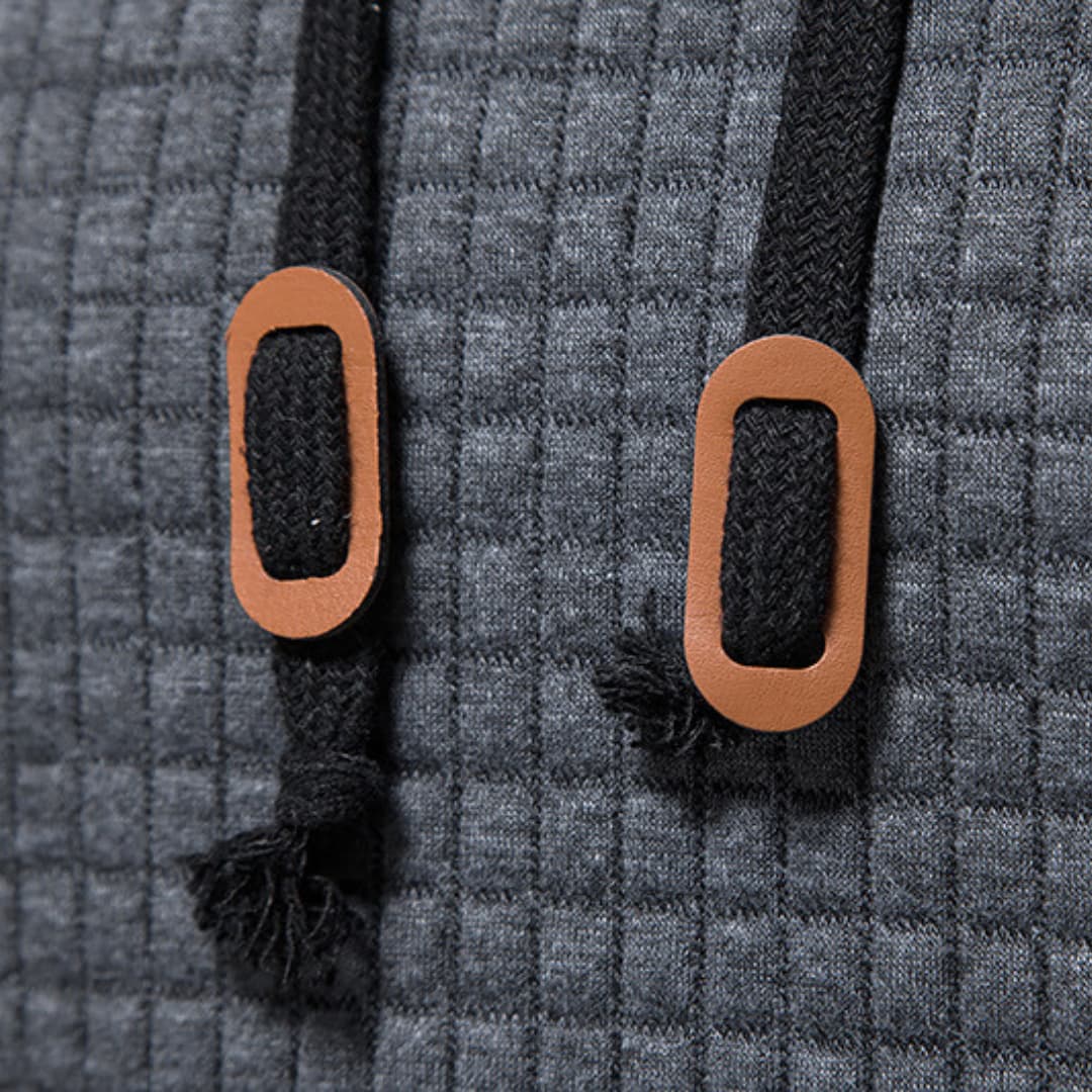 Men’s Hoodie – Quilted Texture – White Casual Fit