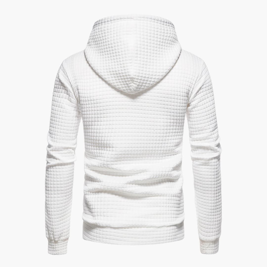 Men’s Hoodie – Quilted Texture – White Casual Fit