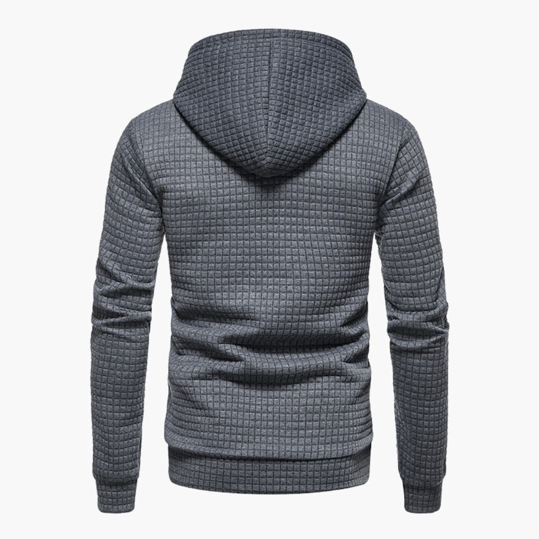 Men’s Hoodie – Quilted Texture – White Casual Fit