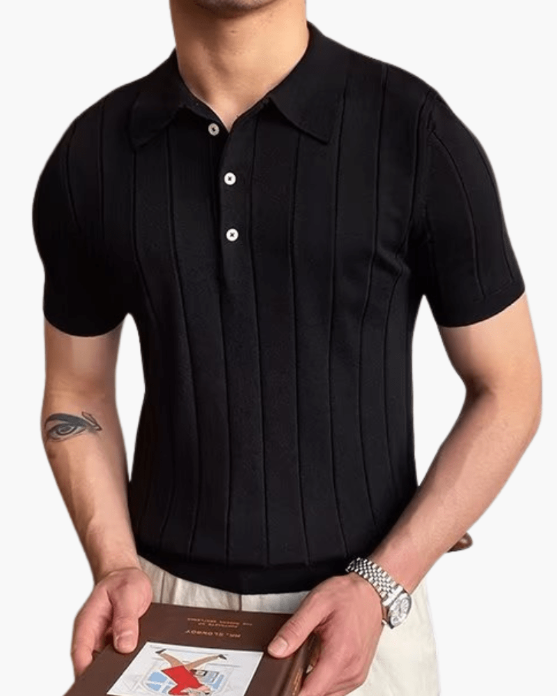Ribbed Polo Shirt – Slim Fit – Retro-Inspired Cotton Knit