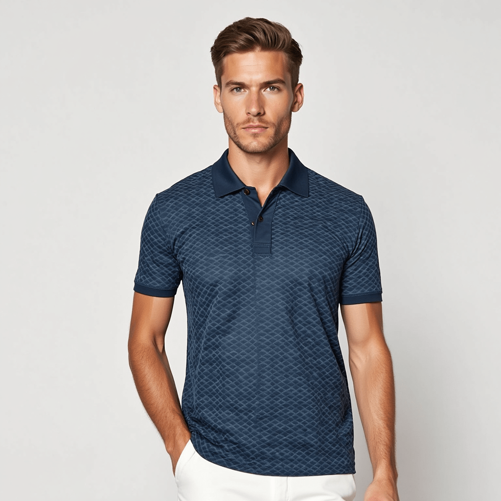 Polo Shirt – Diamond Texture – Luxe Silk-Blend Feel