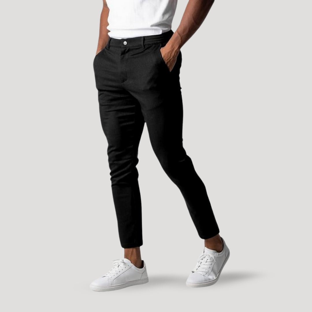 Men’s Slim Fit Pants – Stretch Comfort – Black Smart-Casual Style