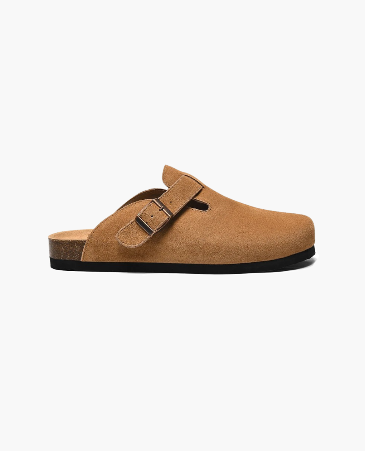 Suede Clogs for Men with Cork Footbed and Adjustable Strap – Comfortable Slip-On Design