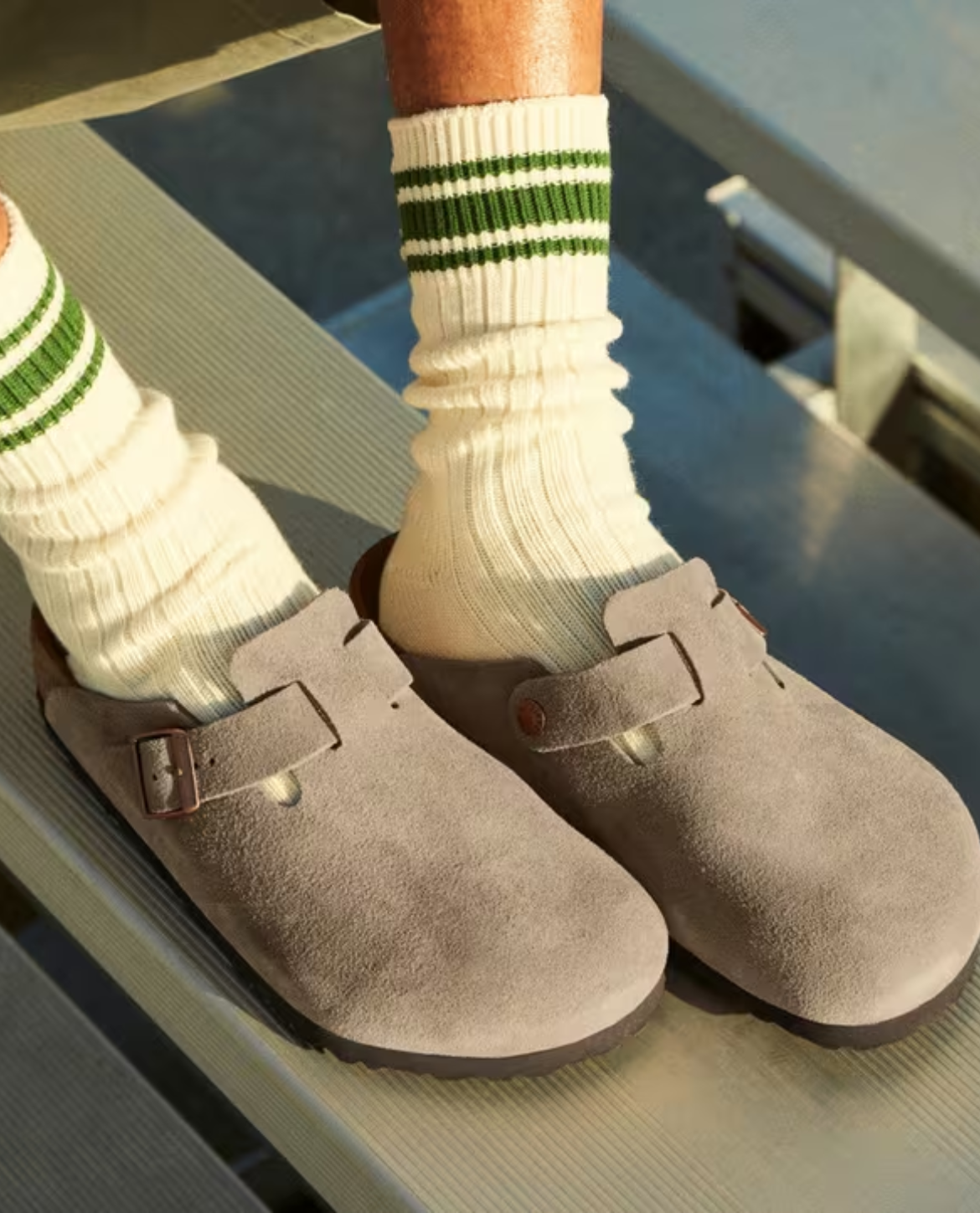 Suede Clogs for Men with Cork Footbed and Adjustable Strap – Comfortable Slip-On Design