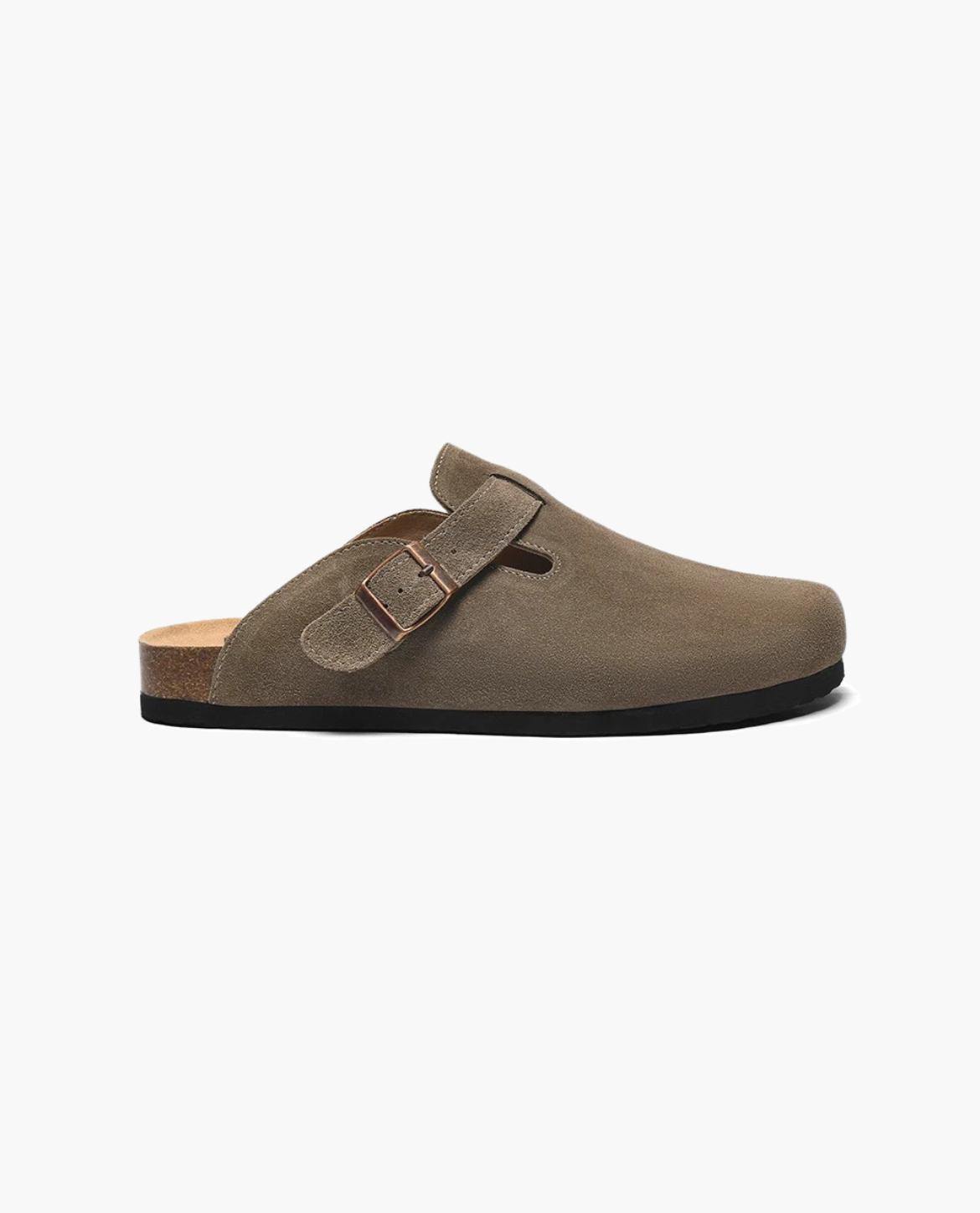 Suede Clogs for Men with Cork Footbed and Adjustable Strap – Comfortable Slip-On Design