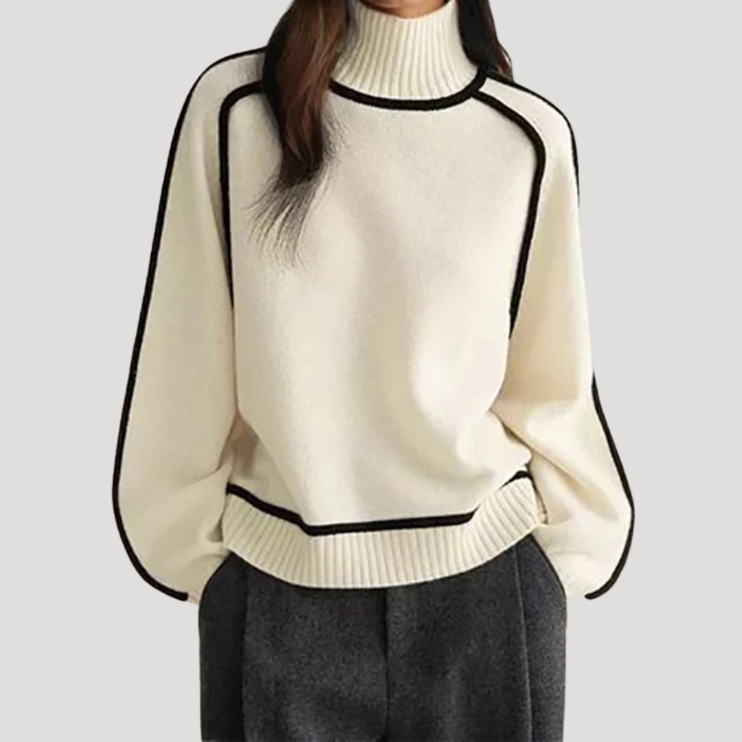Turtleneck Sweater – Contrast Trim – Elegant Winter Staple