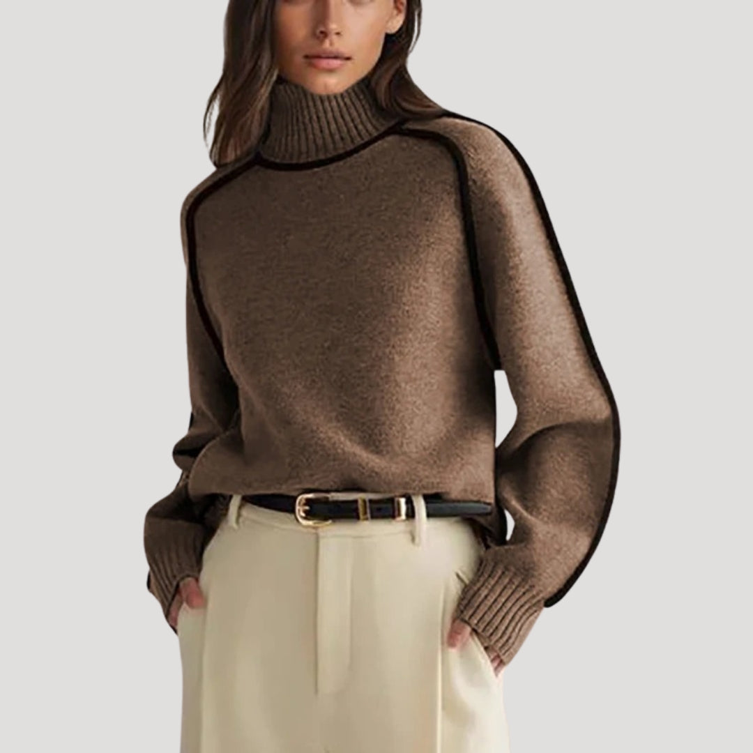 Turtleneck Sweater – Contrast Trim – Elegant Winter Staple