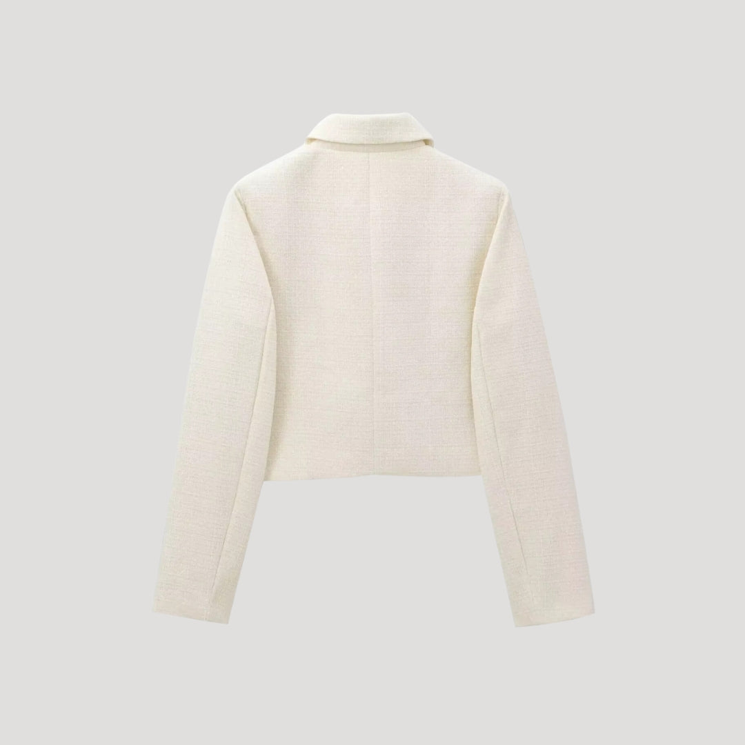 Tweed Jacket – Bow Tie Front – Chic Cropped Style