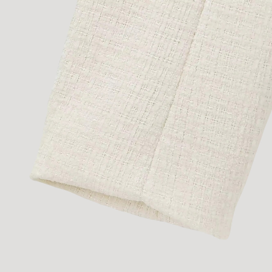 Tweed Jacket – Bow Tie Front – Chic Cropped Style