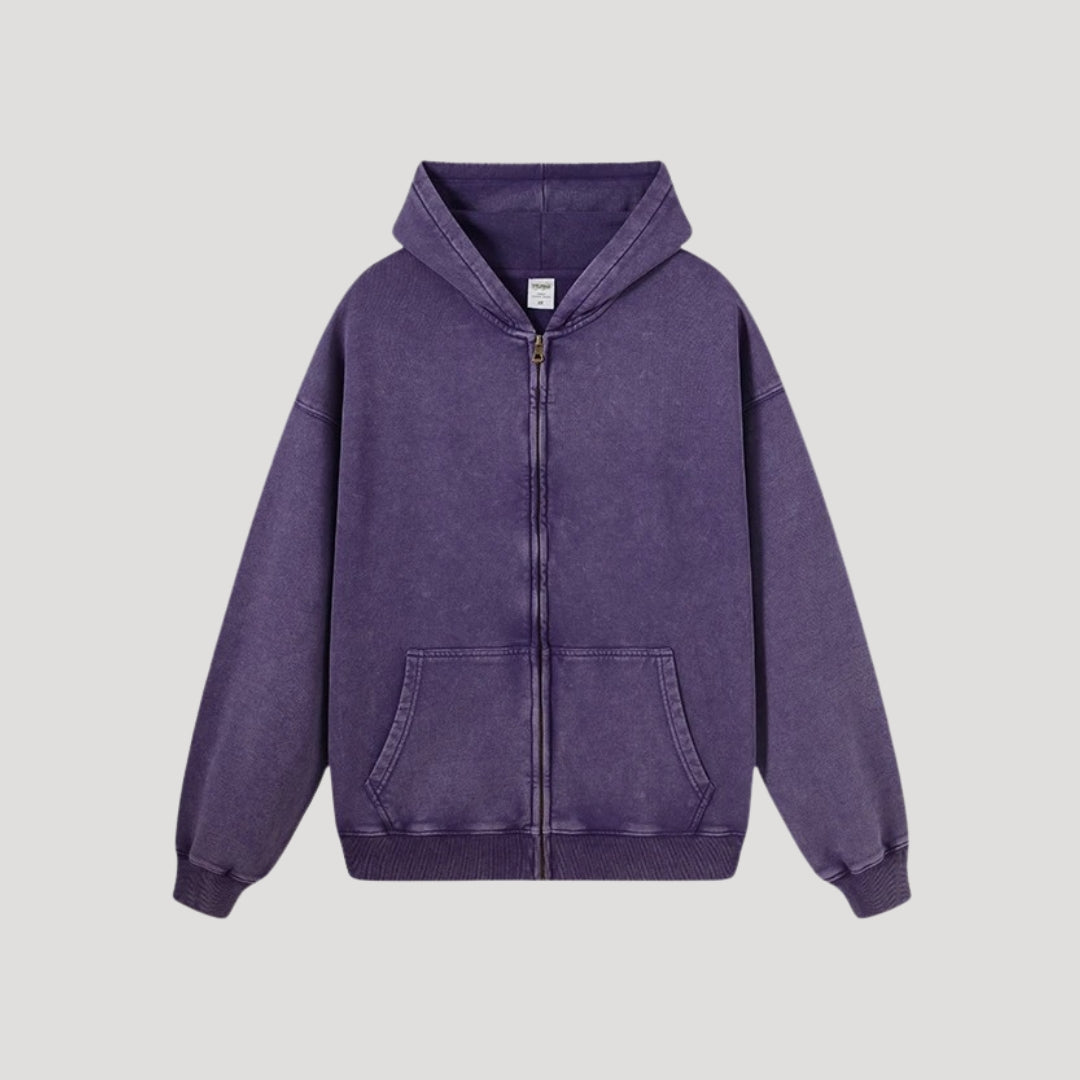 Men’s Zip-Up Hoodie – Vintage Red – Casual Everyday Fit