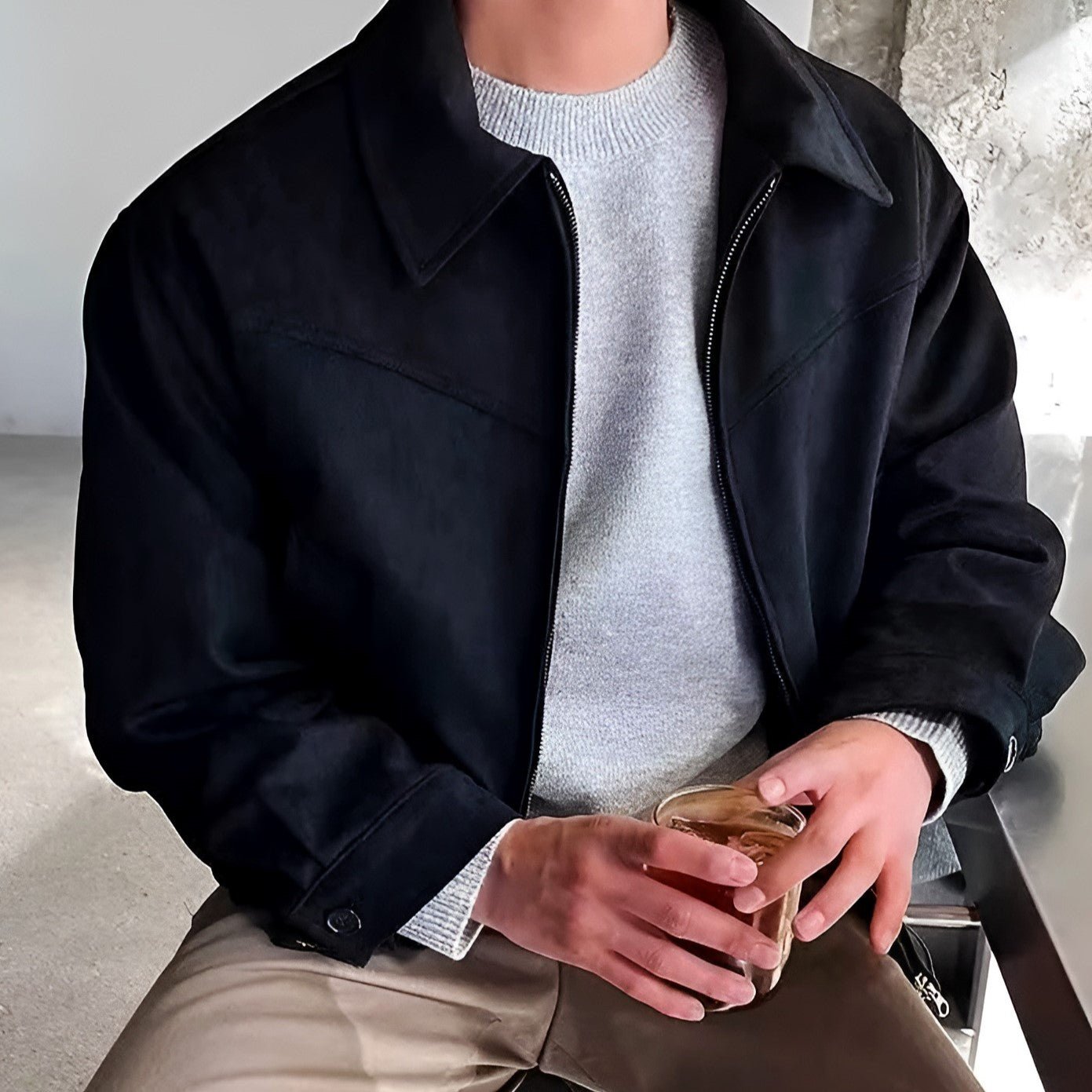 Suede Jacket – Vintage Look – Structured Fit for Smart Casual