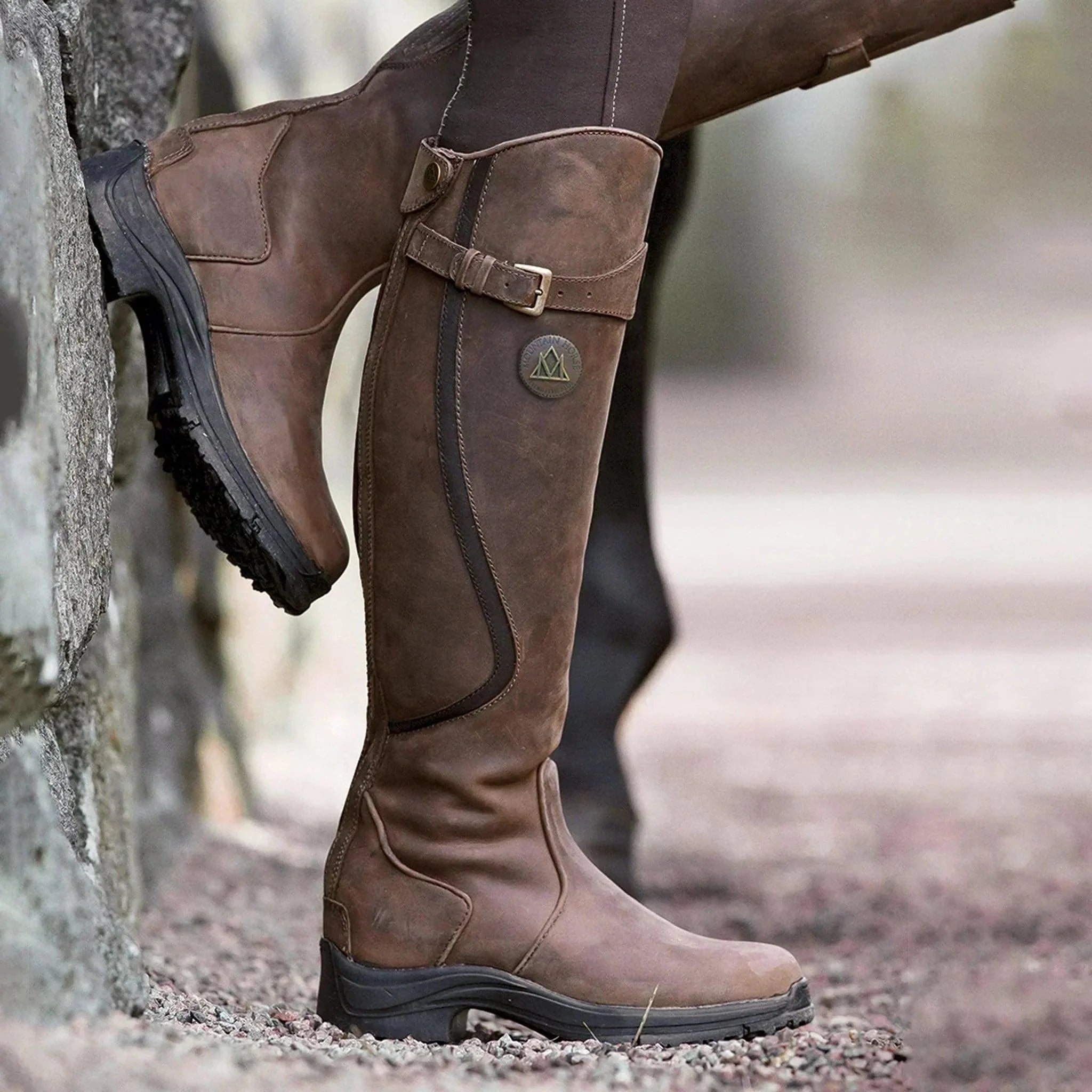 Waterproof Leather Winter Riding Boots for Women