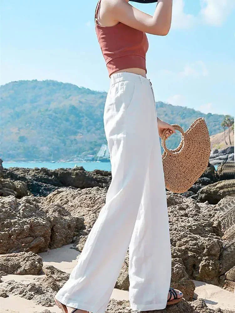 Wide Leg Linen Pants – High Waist
