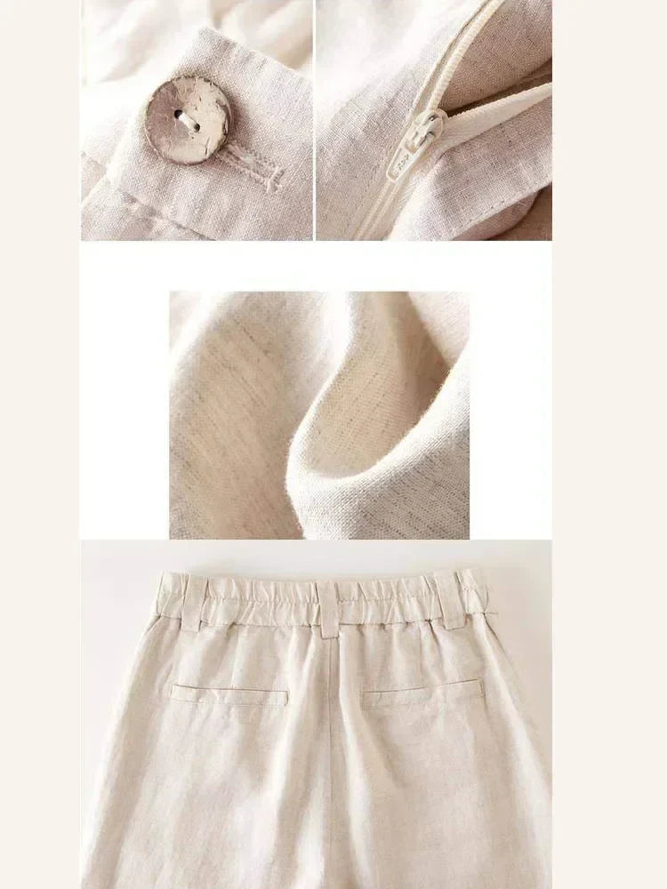 Wide Leg Linen Pants – High Waist