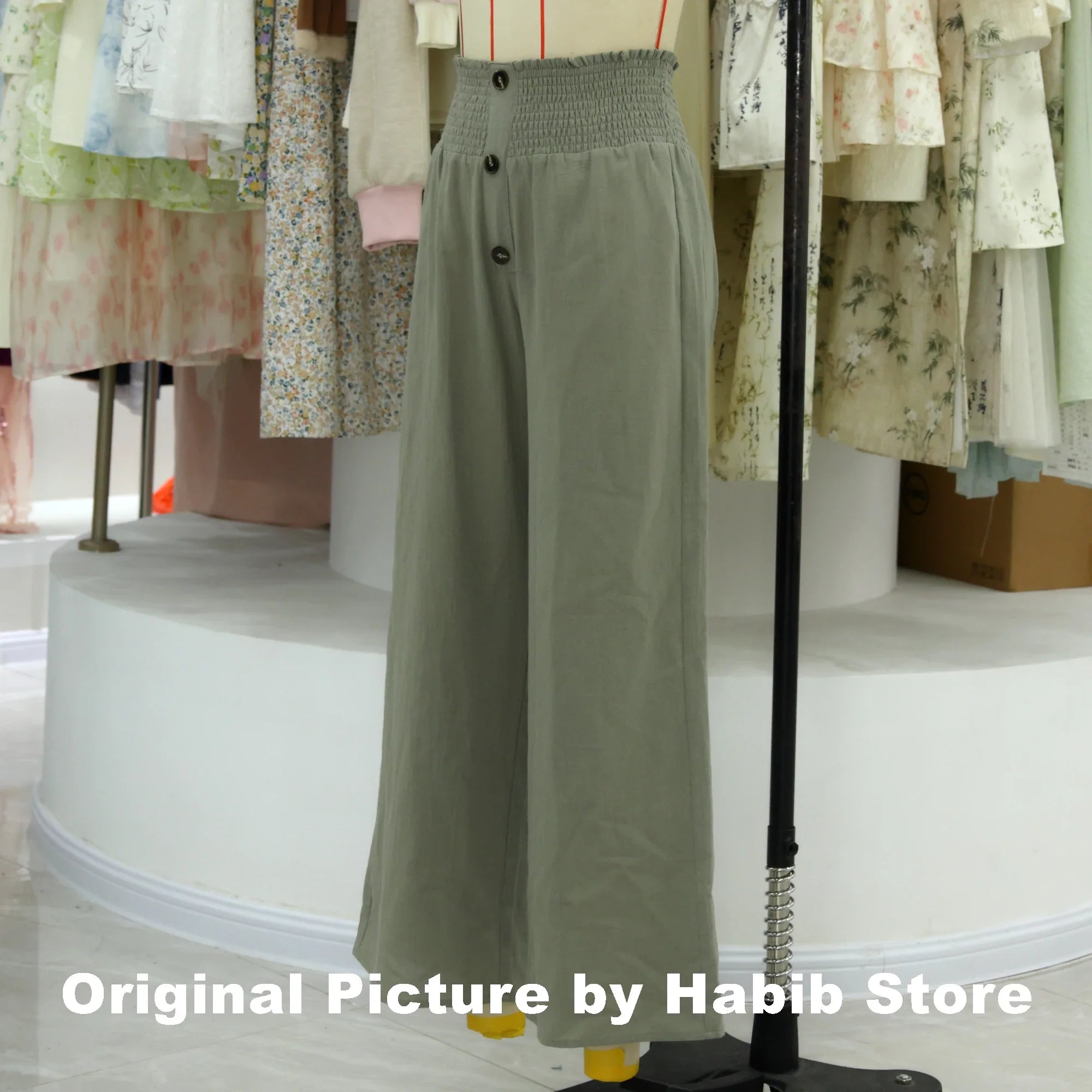 Wide Leg Trousers – Cotton Linen Blend