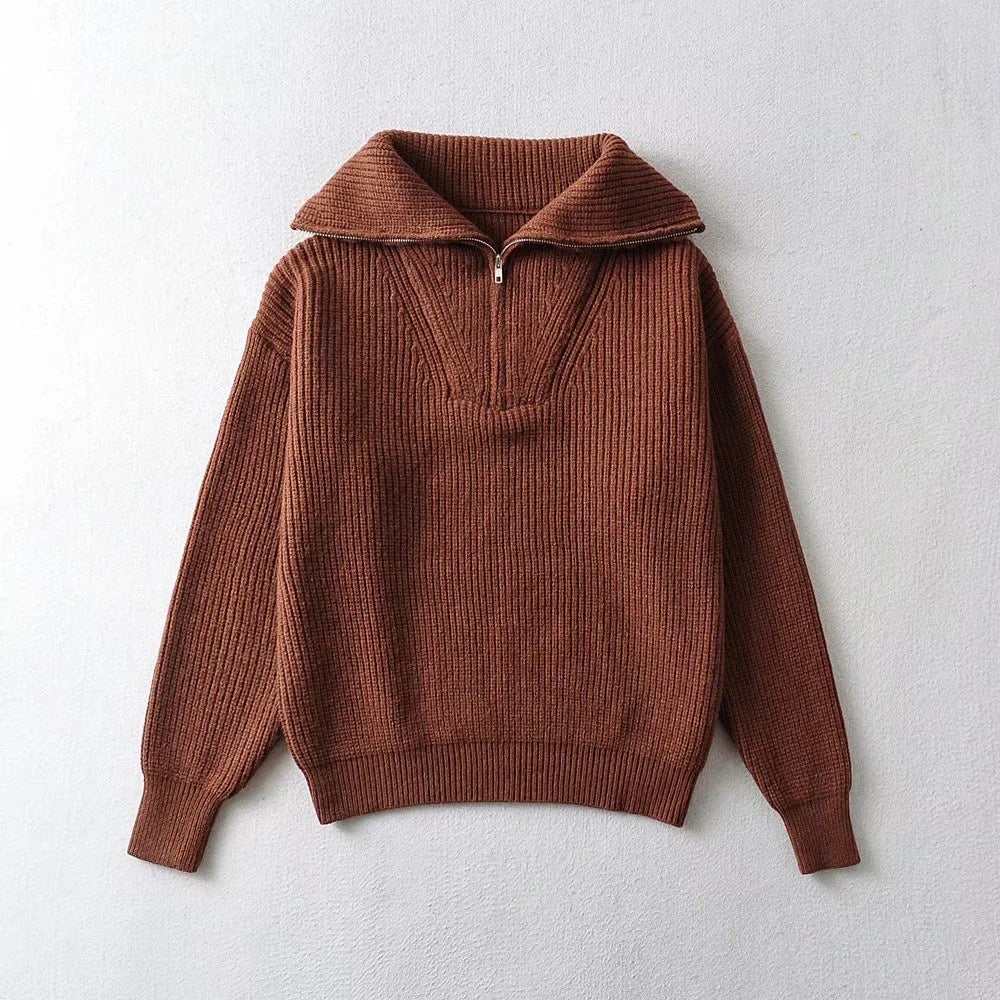 Knit Sweater – Half-Zip & Ribbed – Relaxed Winter Fit