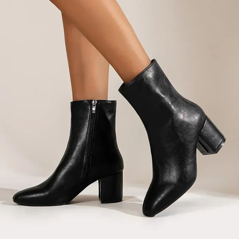 Women’s Ankle Boots – Sleek Fit – Pointed Toe – Block Heel