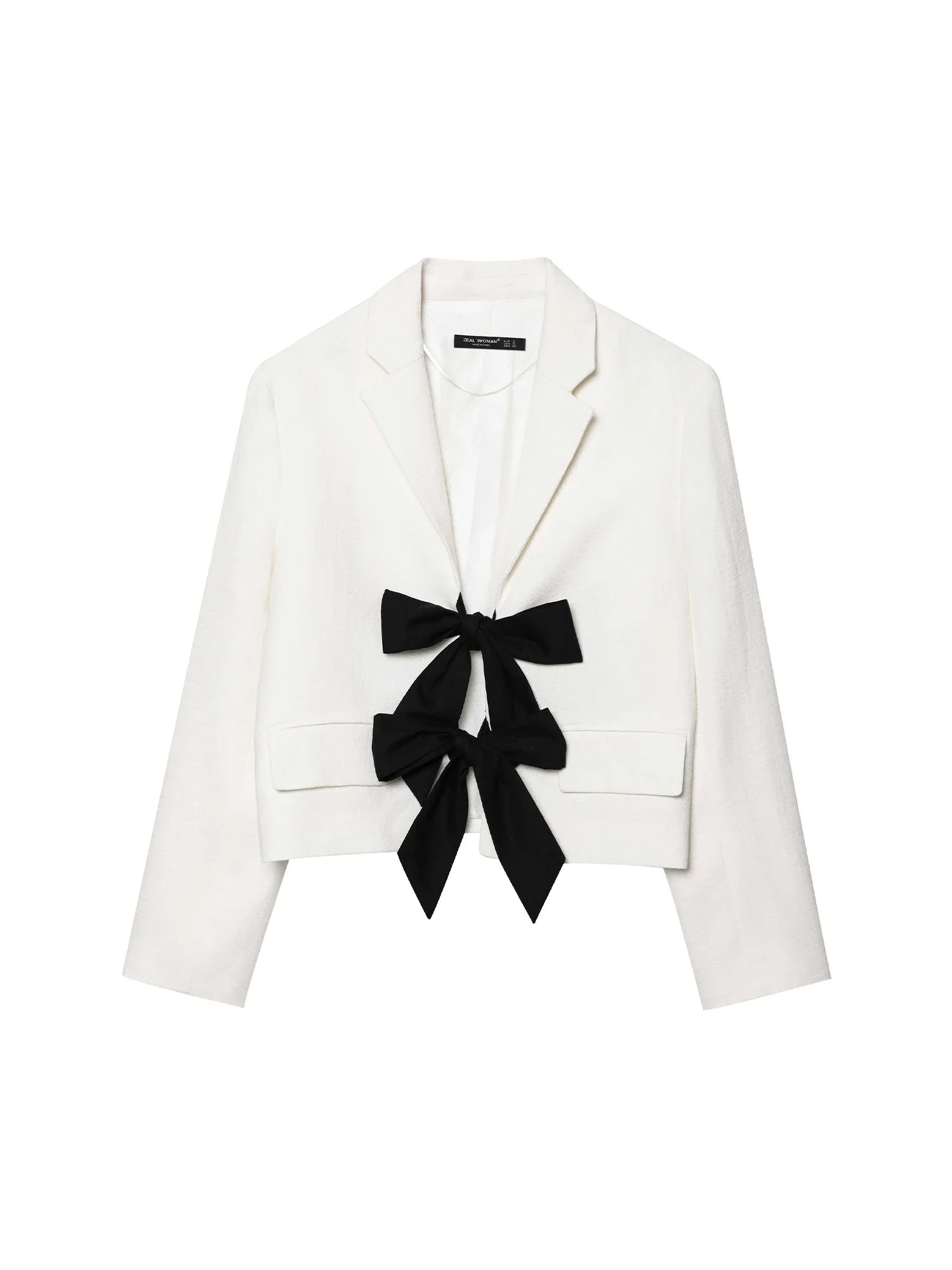 Women's Cropped Blazer Cotton with Bow Detail