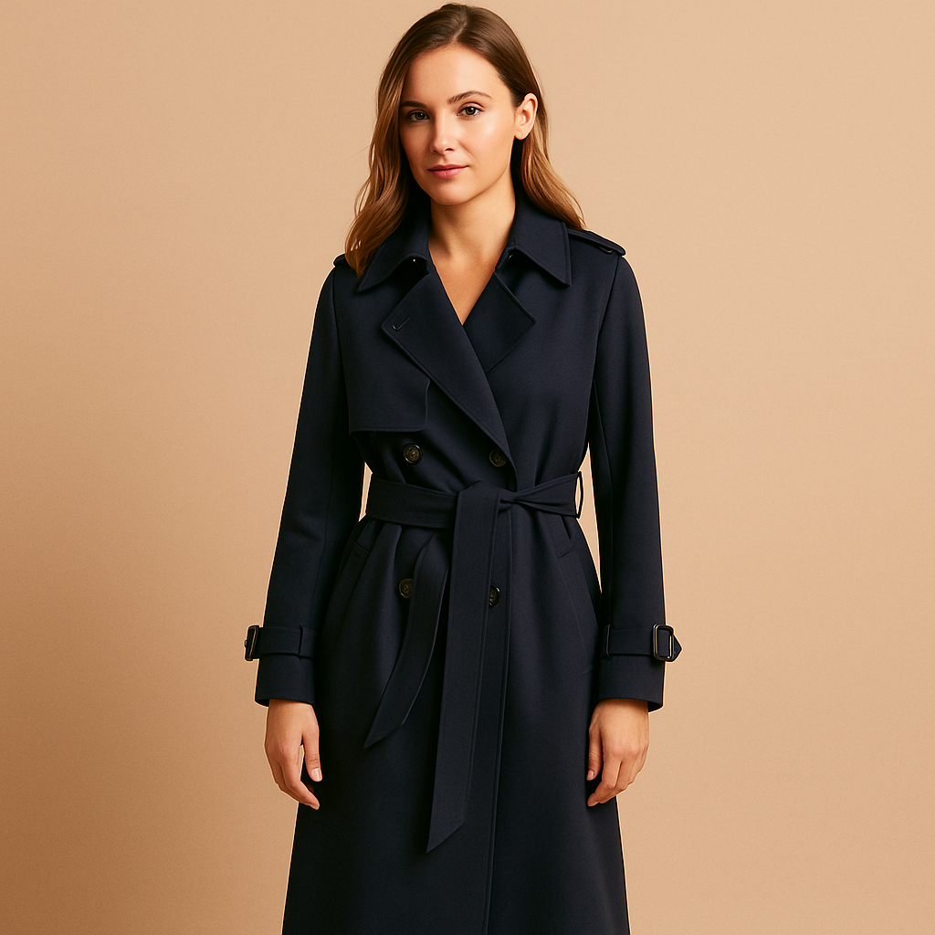 Women's Elegant Long Winter Coat with Double Buttons