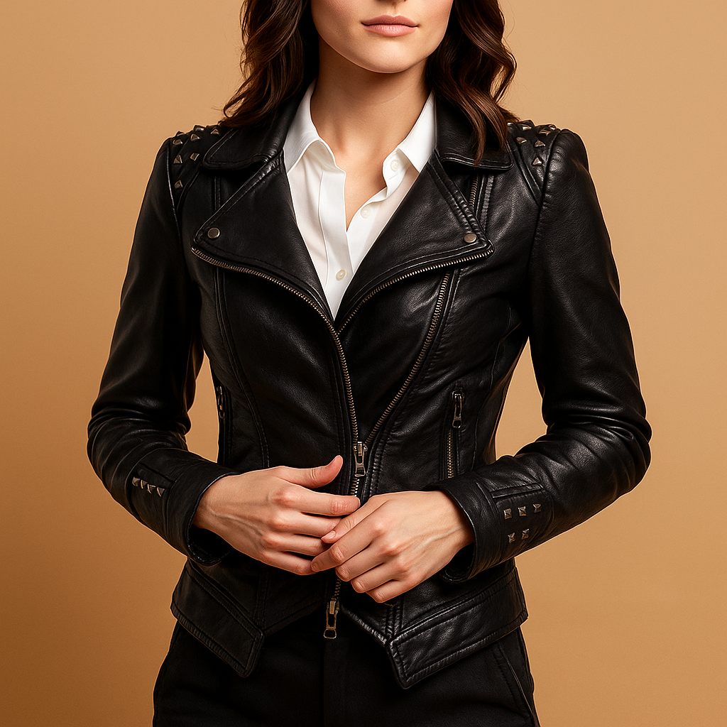 Women's Slim-Fit Gothic Leather Jacket