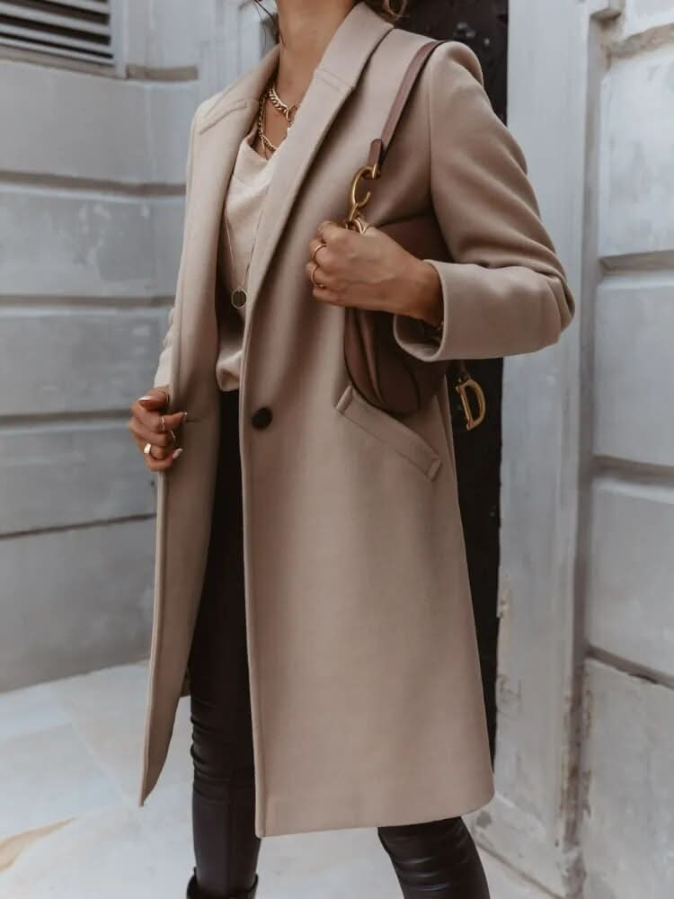 Women's Wool Long Coat - Elegant Winter Coat for Women